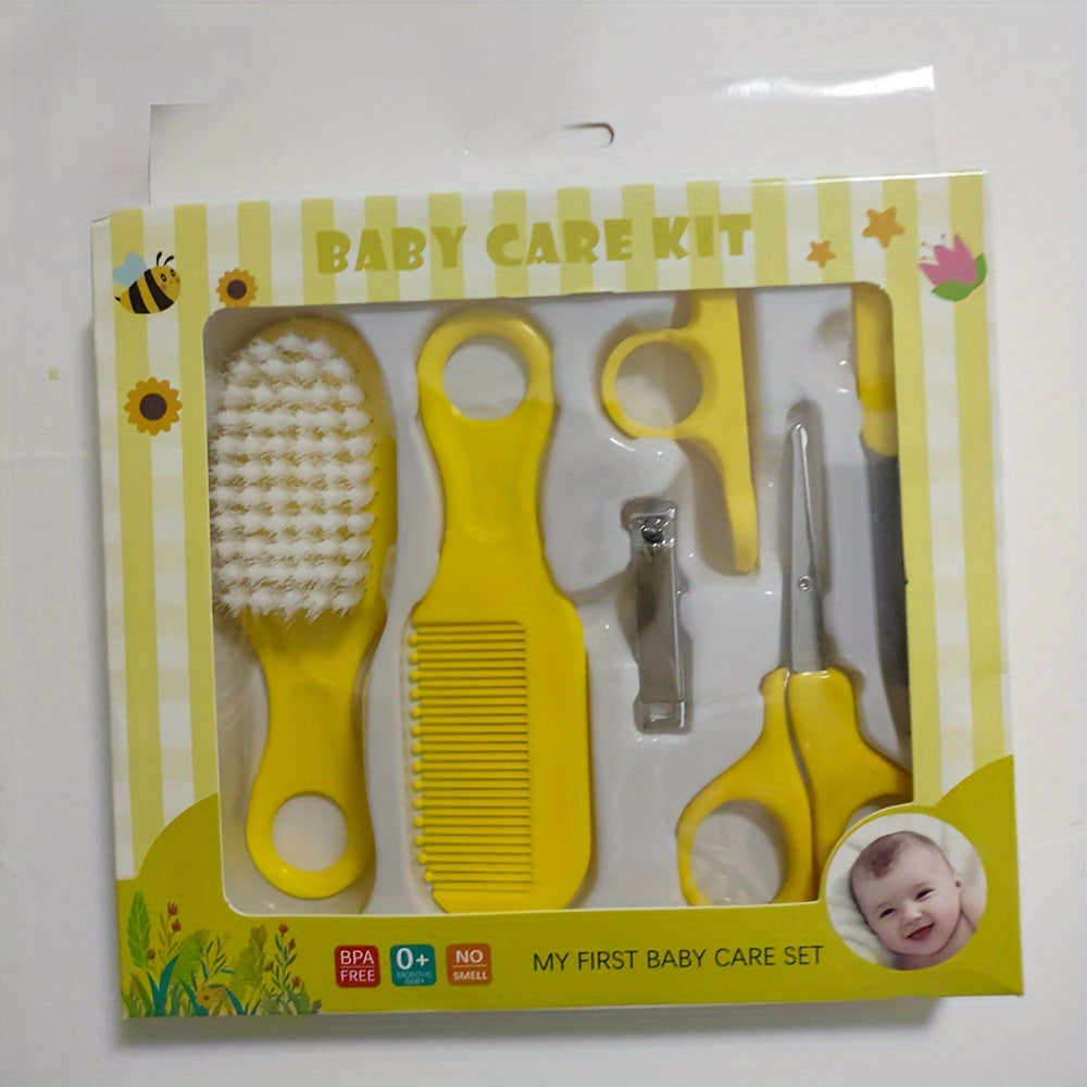[Baby Care Wash Set] 6pcs Comb and Brush Set, 3 Colors Baby Nail Clippers Kit, Baby Care Wash Set