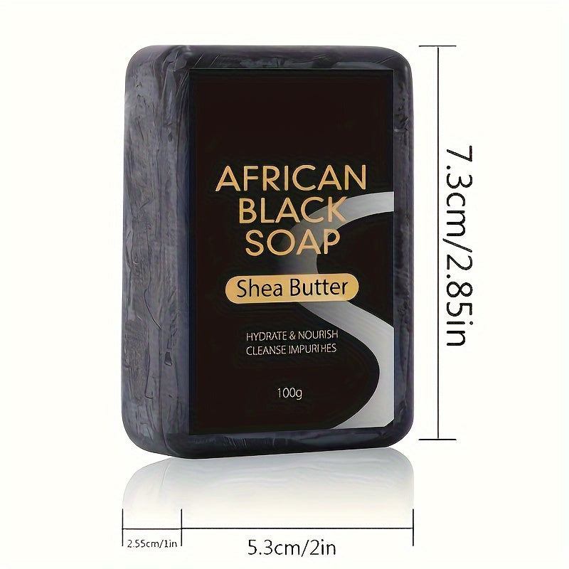 100g African Black Soap with Shea Butter | Moisturizing Cleanser for Clear Skin, Healthy, Glowing Skin, Unscented, Suitable for All Skin Types, Ideal for Face & Body