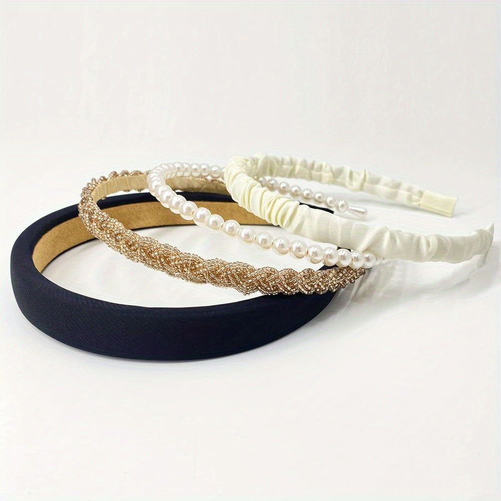 7pcs Flower Headband, Cute PearL Fashion Headbands for Women, Vintage Wide Headband for Women, Hair Accessories Set