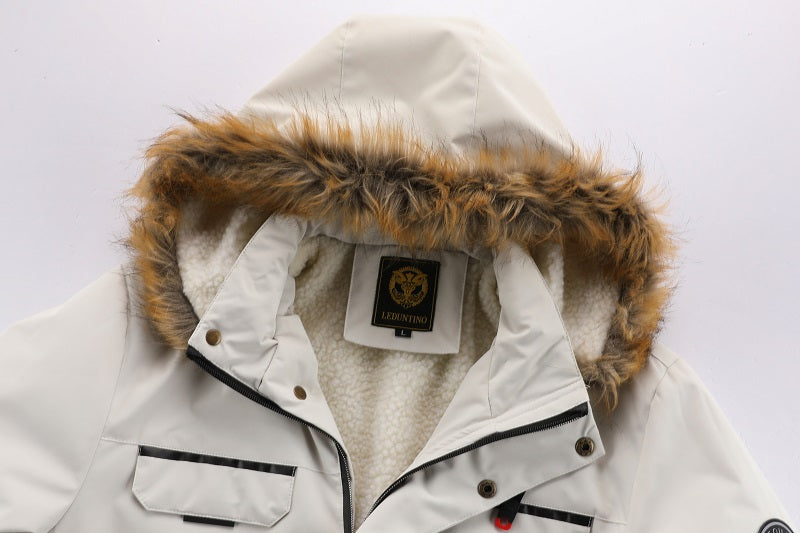 Men'S Winter Windbreaker Jacket with Warm Hood - Maroon Zip-Up Outdoor Coat, Stand Collar, Multiple Pockets, Casual Sporty Design for Cold Weather, Winter Jacket