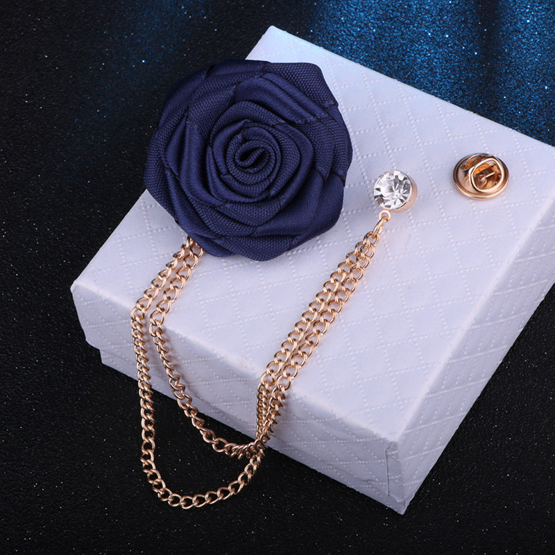 Men's Wedding Ceremony Groom Brooch - Handmade Rose Chain Brooch - For Grooms - Perfect for Wedding Occasions - Ideal Gift for Weddings & Anniversaries