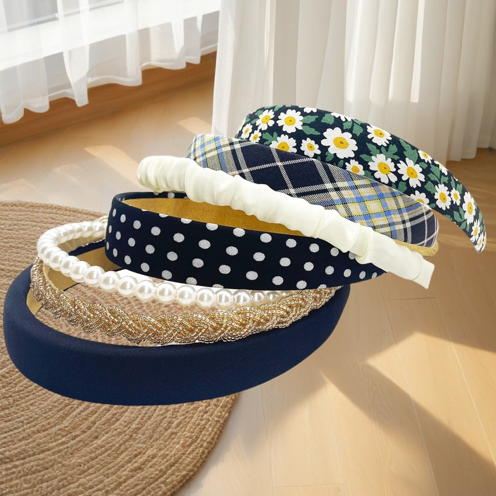 7pcs Flower Headband, Cute PearL Fashion Headbands for Women, Vintage Wide Headband for Women, Hair Accessories Set