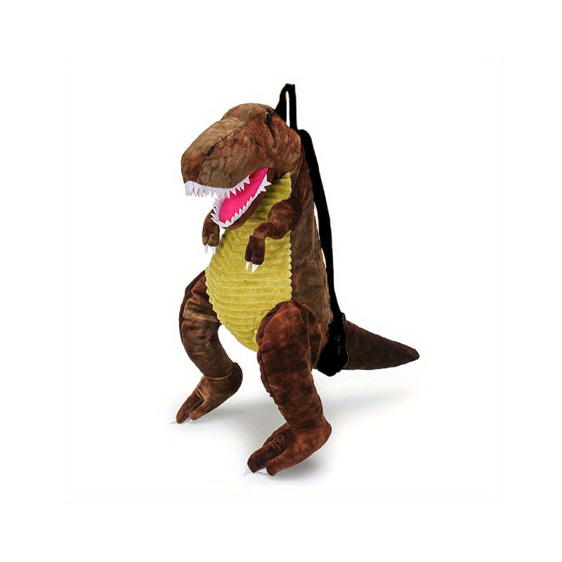 Youngsters' Dinosaur Backpack - Adorable T-Rex & Triceratops Plush Designs, Lightweight Corduroy with Adjustable Straps, Zip Closure, Nylon Lining - Ideal for Party Wear & Everyday Fun, Dinosaur Toys
