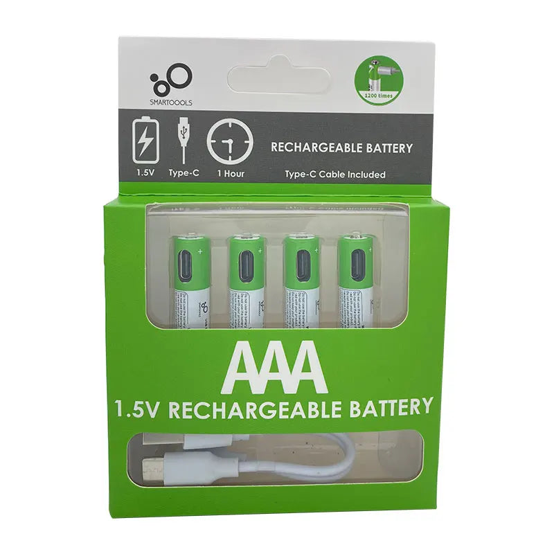 AA + AAA USB Rechargeable battery 1.5V AA 2600mWh/AAA 750mWh li-ion batteries for toys watch MP3 player thermometer+TYPE-C Cable