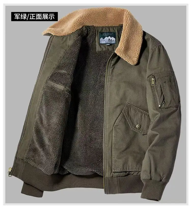 Winter Men's Cargo Jacket Men High-quality Lamb Cashmere Jackets Thickened Warm Coat Fashion Casual Jackets Men Fleece Clothing