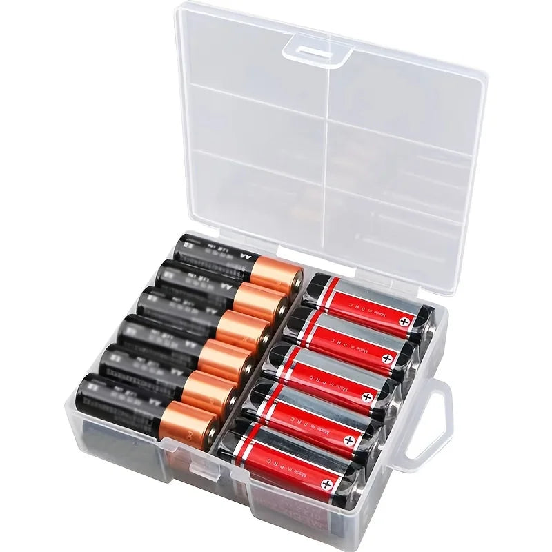 AA/AAA Battery Storage Box Transparent Battery Storage Box Can hold 24 AA Batteries Or 24 AAA Batteries