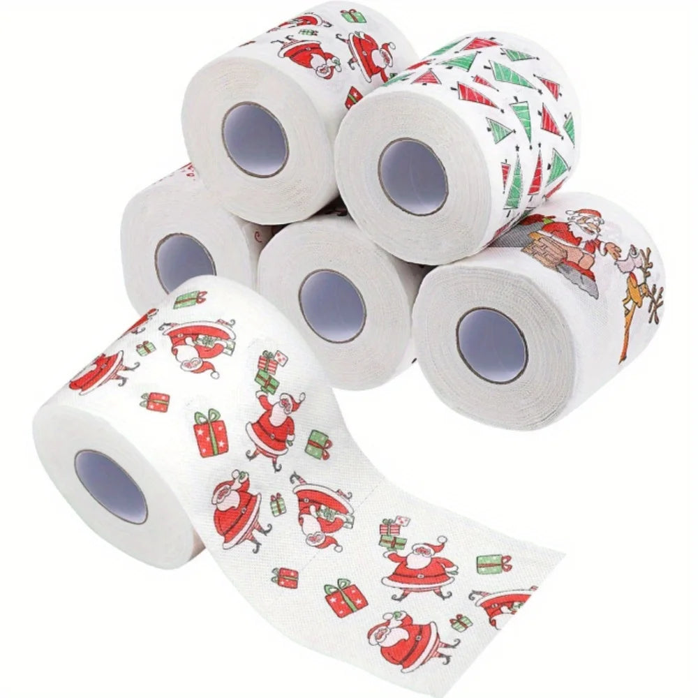 Christmas Toilet Paper - Santa Claus and Holiday Designed Disposable Tissues, Ideal for Christmas Dinner