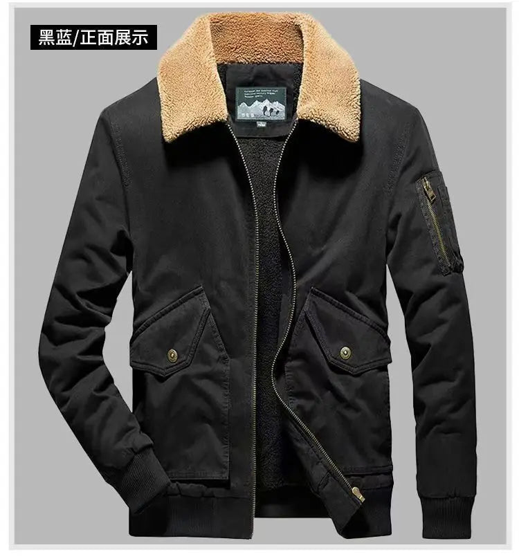 Winter Men's Cargo Jacket Men High-quality Lamb Cashmere Jackets Thickened Warm Coat Fashion Casual Jackets Men Fleece Clothing