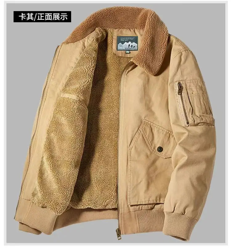 Winter Men's Cargo Jacket Men High-quality Lamb Cashmere Jackets Thickened Warm Coat Fashion Casual Jackets Men Fleece Clothing