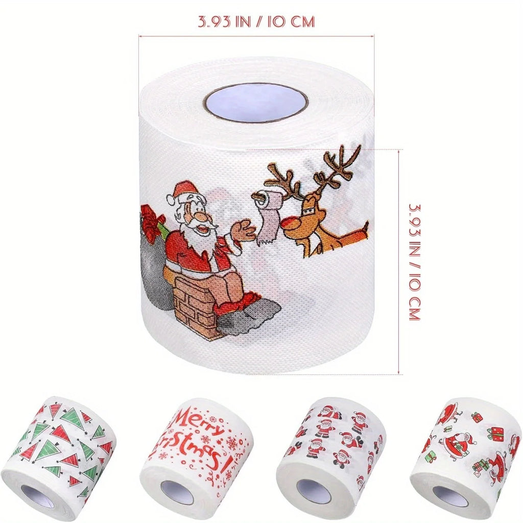 Christmas Toilet Paper - Santa Claus and Holiday Designed Disposable Tissues, Ideal for Christmas Dinner
