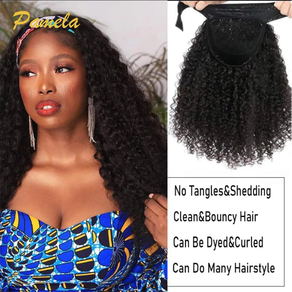 Headband Wigs Human Hair For Woman Curly Hair Wig Glueless Ready To Wear Deep Wave Human Hair Full Machine 250% Density Wigs
