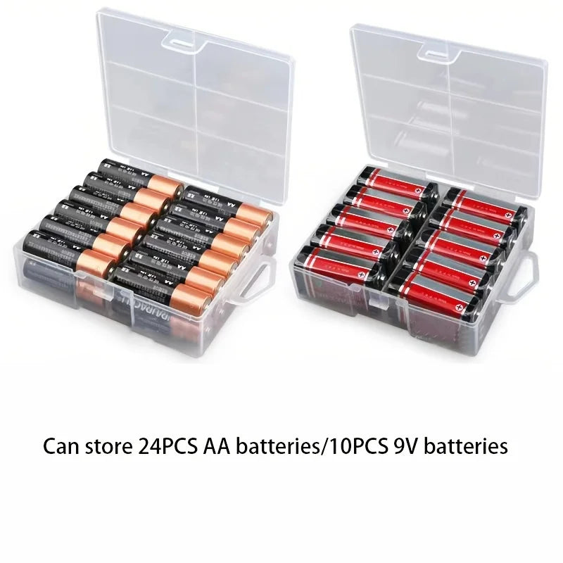 AA/AAA Battery Storage Box Transparent Battery Storage Box Can hold 24 AA Batteries Or 24 AAA Batteries