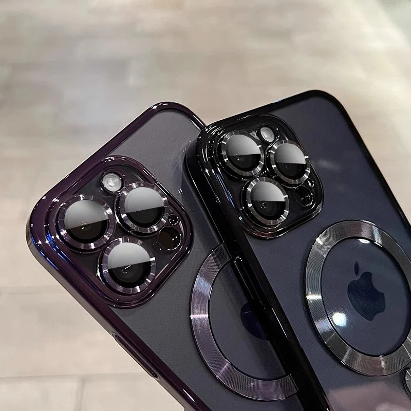 Luxury Magnetic Plating Clear Case For Magsafe Wireless Charging iPhone 11 12 13 14 15 16 17 Pro Max Air Plus Shockproof Cover