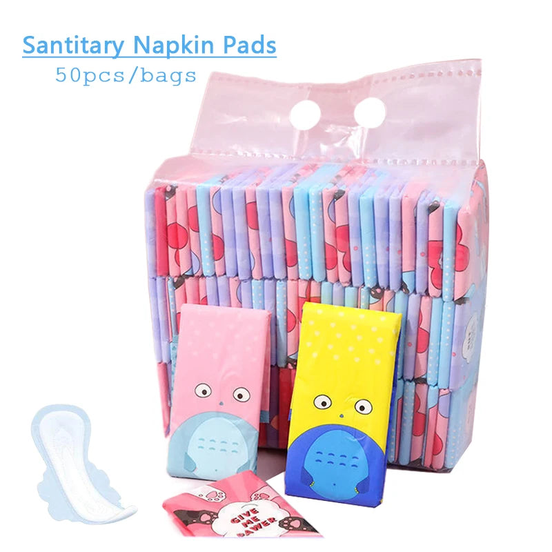 50pcs/Bag Women Menstrual Pads Feminine Organic Panty Liners Daily Use Health Care Ladies Sanitary Towel for Menstrual Period