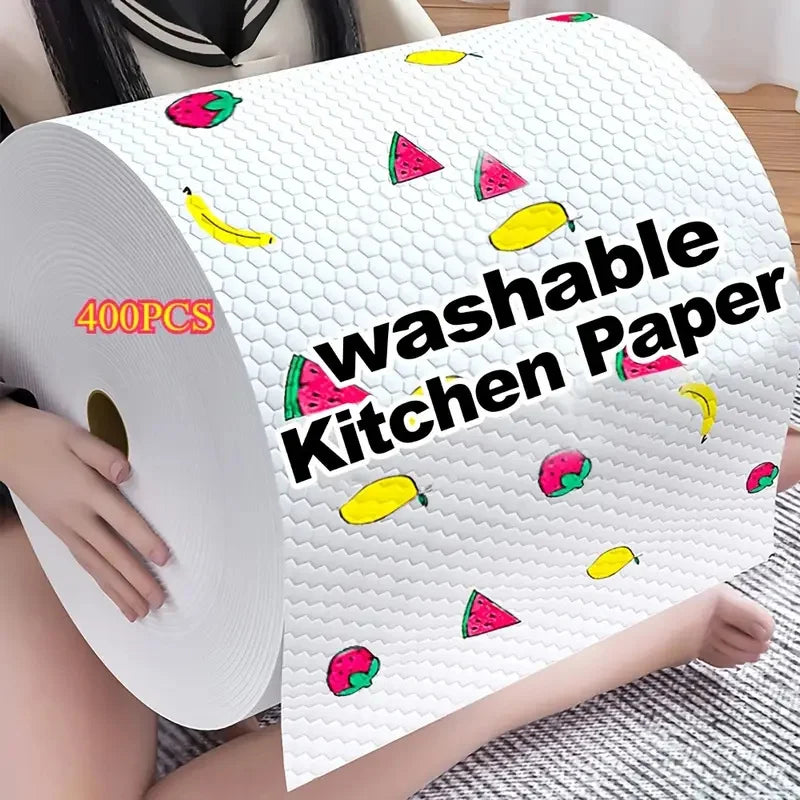 400Pcs Washable Kitchen Paper Towels Dual-Purpose Dry & Wet Cleaning Cloth Disposable Dishwashing Paper Cleaning Specialty Paper