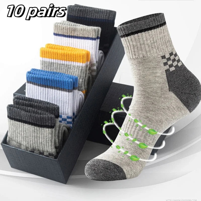 10/5/3pairs Breathable Con Sports Stockings Men Bamboo Fiber Autumn and Winter Men Socks Sweat Absorption Deodorant Business Sox