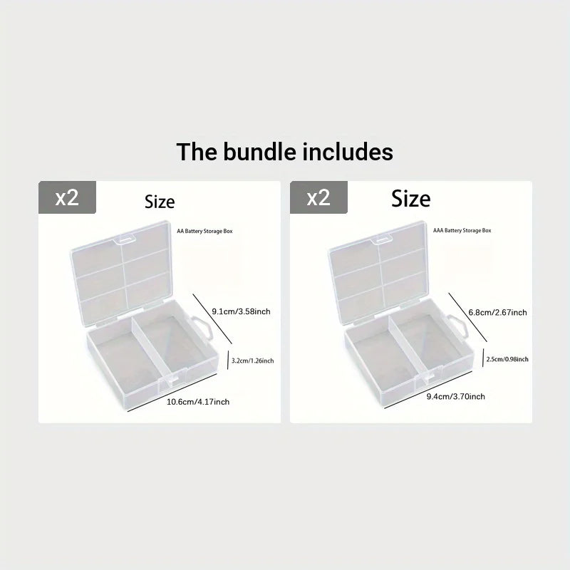 AA/AAA Battery Storage Box Transparent Battery Storage Box Can hold 24 AA Batteries Or 24 AAA Batteries