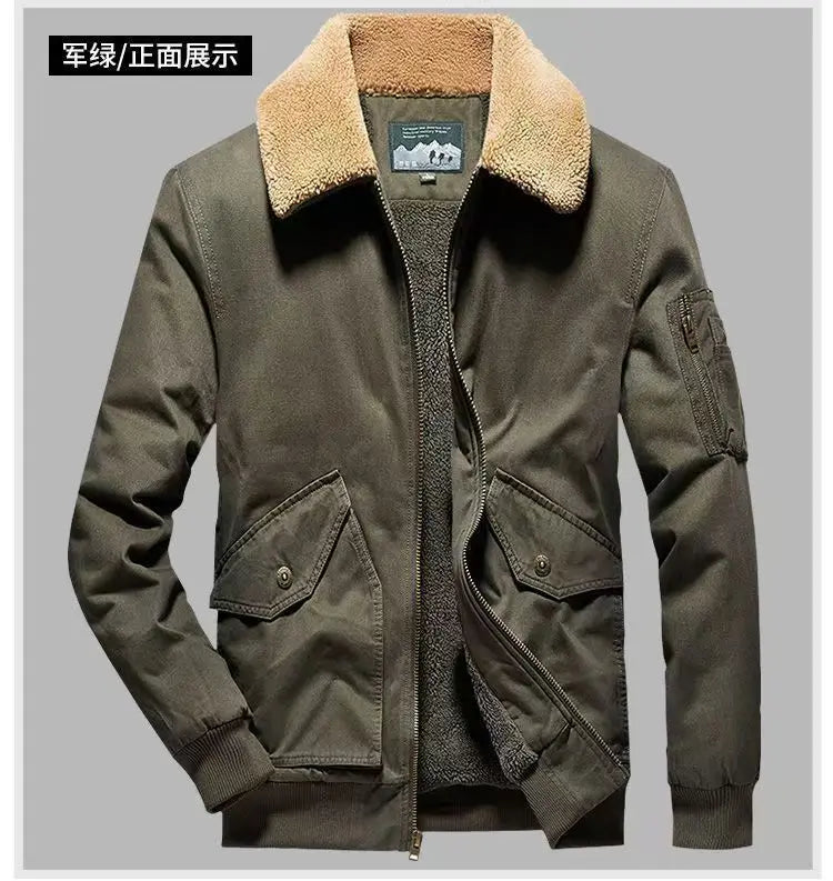 Winter Men's Cargo Jacket Men High-quality Lamb Cashmere Jackets Thickened Warm Coat Fashion Casual Jackets Men Fleece Clothing