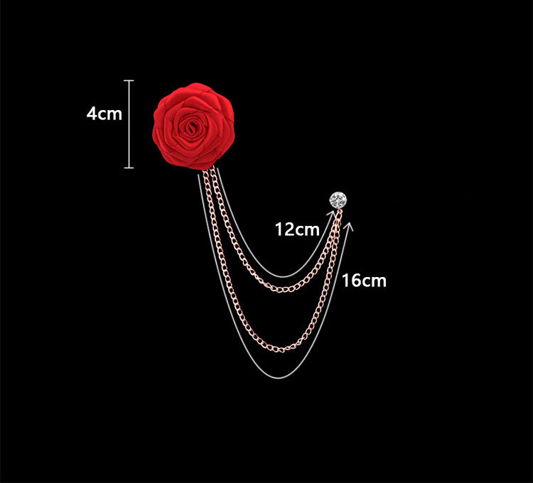 Men's Wedding Ceremony Groom Brooch - Handmade Rose Chain Brooch - For Grooms - Perfect for Wedding Occasions - Ideal Gift for Weddings & Anniversaries