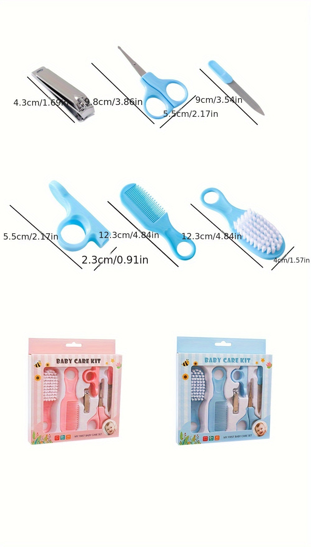 [Baby Care Wash Set] 6pcs Comb and Brush Set, 3 Colors Baby Nail Clippers Kit, Baby Care Wash Set