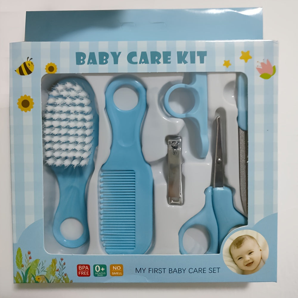 [Baby Care Wash Set] 6pcs Comb and Brush Set, 3 Colors Baby Nail Clippers Kit, Baby Care Wash Set