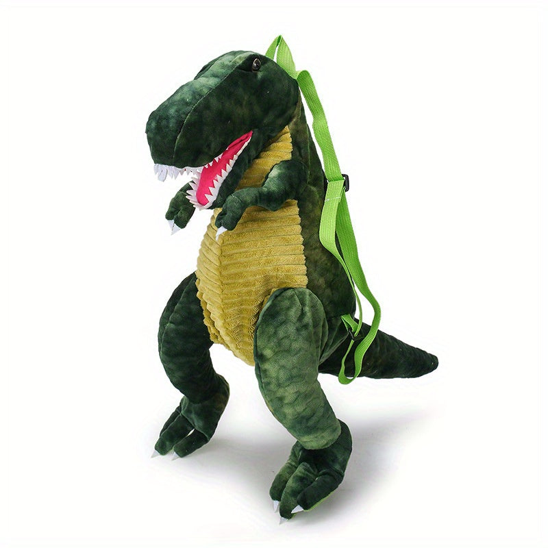 Youngsters' Dinosaur Backpack - Adorable T-Rex & Triceratops Plush Designs, Lightweight Corduroy with Adjustable Straps, Zip Closure, Nylon Lining - Ideal for Party Wear & Everyday Fun, Dinosaur Toys